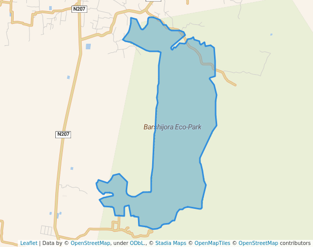 walking in Barshijora Eco-Park map in Moulvibazar