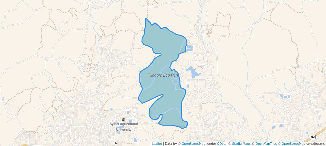 walking in Tilagorh Eco-Park map in Sylhet