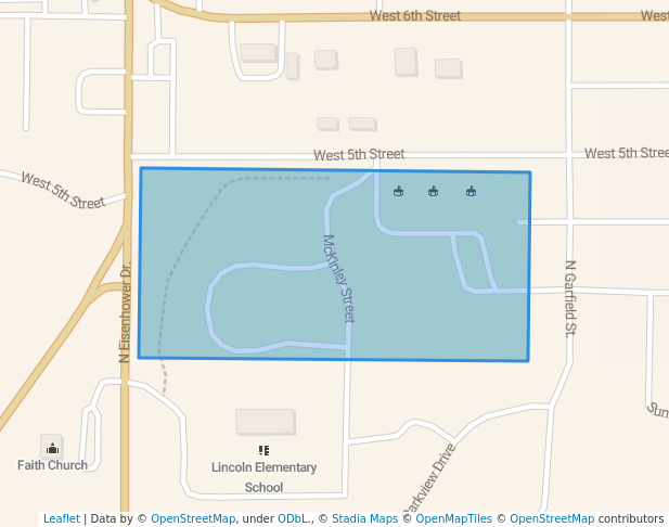 walking in Playground Park map in Junction City