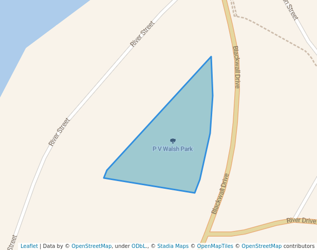 walking in P V Walsh Park map in East Wardell