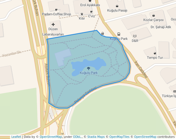 walking in Kuğulu Park map in Ankara
