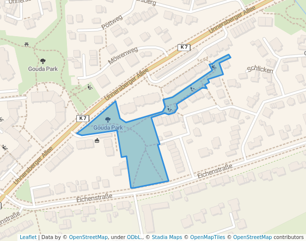 walking in Gouda Park map in Solingen