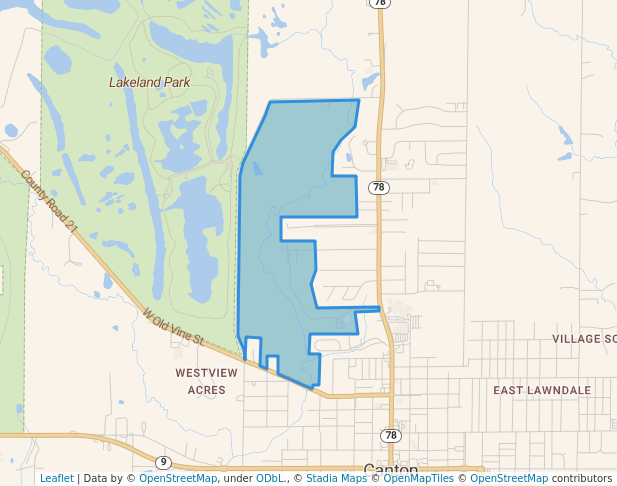 walking in Big Creek Park map in Canton