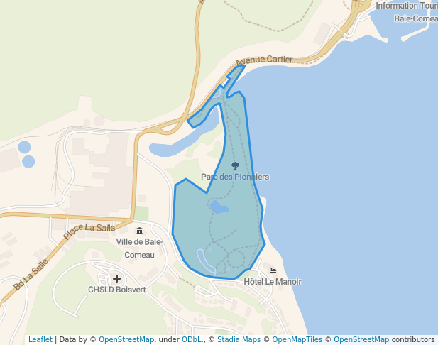 walking in Parc des Pionniers map in Baie-Comeau