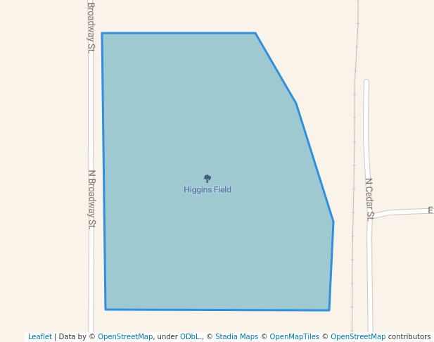 walking in Higgins Field map in Lewistown