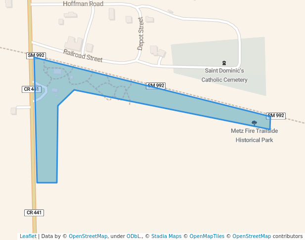 walking in Metz Fire Trailside Historical Park map in Posen