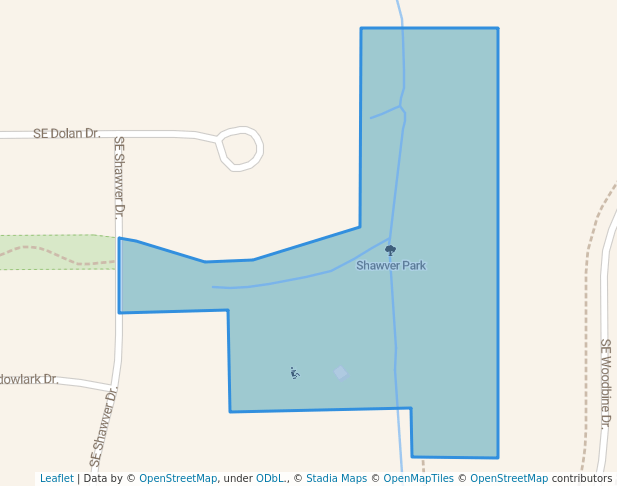 walking in Shawver Park map in Grimes