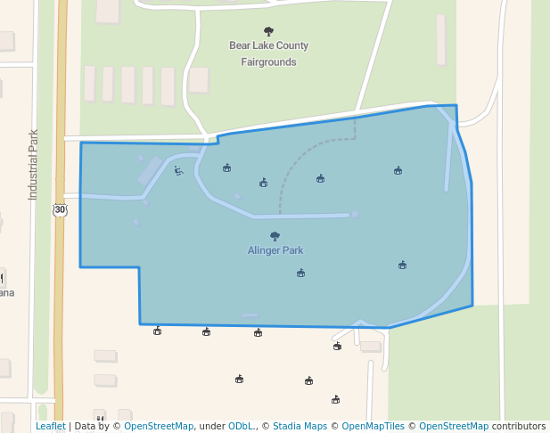 walking in Alinger Park map in Montpelier