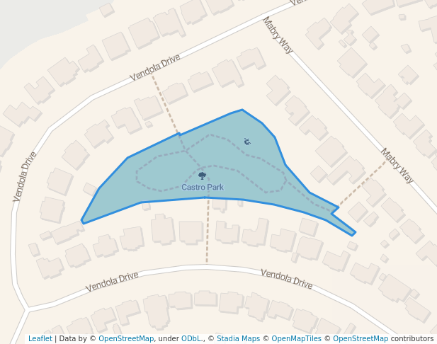 walking in Castro Park map in San Rafael