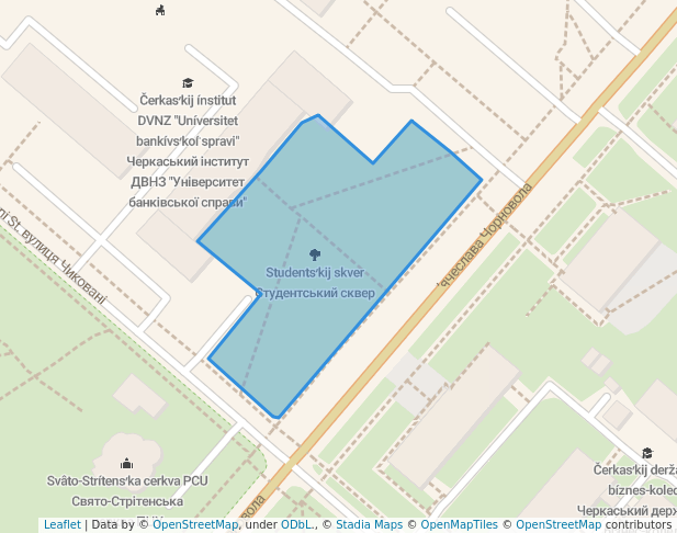 walking in Сквер Студентський map in Cherkasy