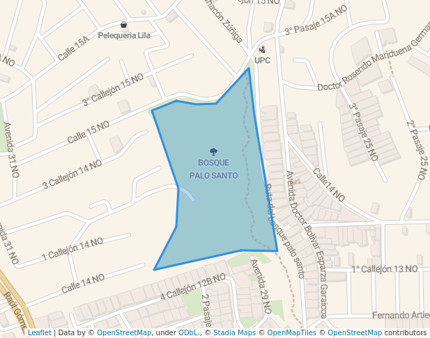 walking in BOSQUE PALO SANTO map in Guayaquil