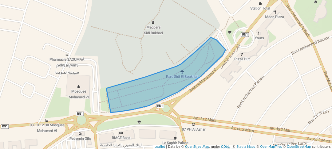 walking in Parc Sidi El Boukhari map in Kenitra