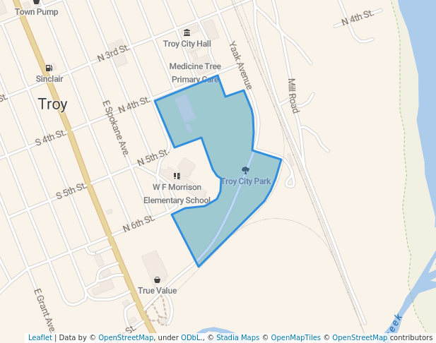 walking in Troy City Park map in Troy