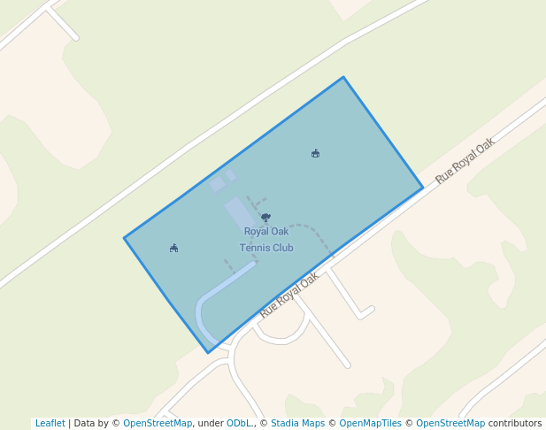 walking in Royal Oak Tennis Club map in Hudson