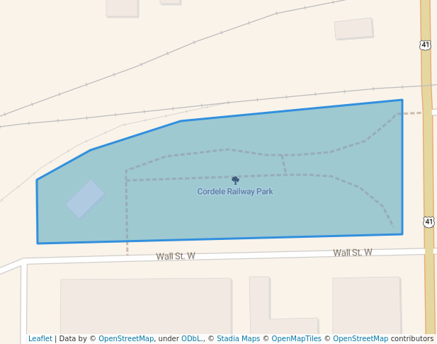 walking in Cordele Railway Park map in Cordele