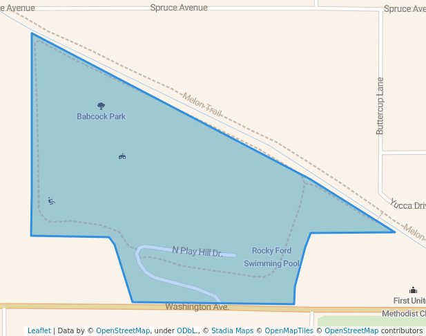 walking in Babcock Park map in Rocky Ford