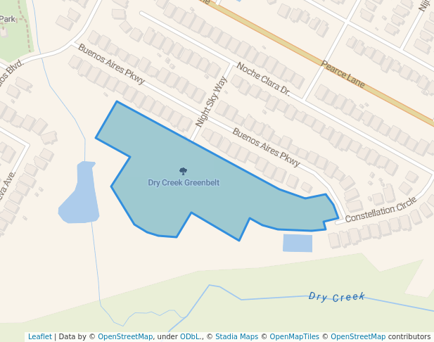 walking in Dry Creek Greenbelt map in Del Valle