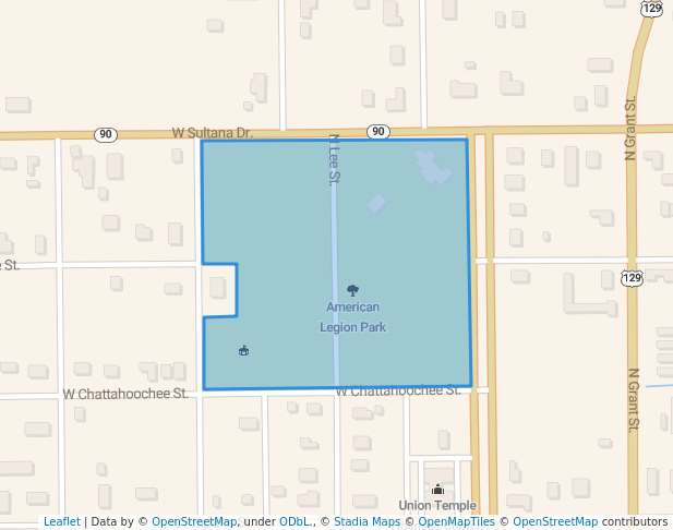 walking in American Legion Park map in Fitzgerald