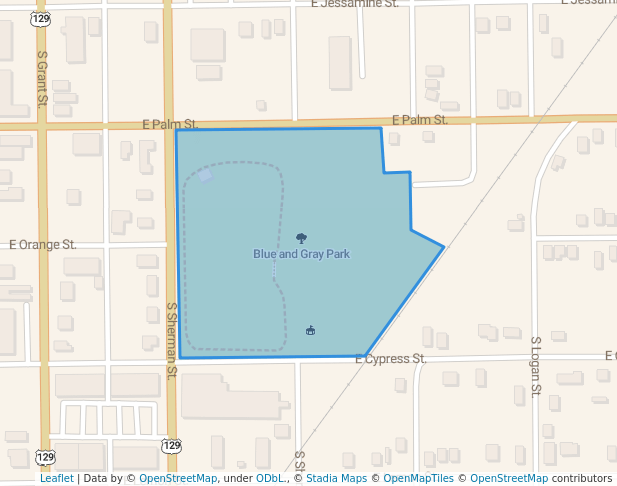 walking in Blue and Gray Park map in Fitzgerald