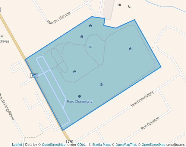 walking in Parc Champigny map in Lévis