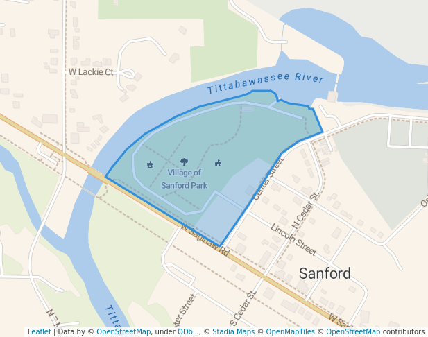 walking in Village of Sanford Park map in Sanford