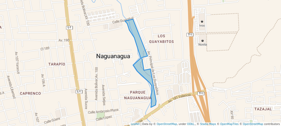 walking in Parque Los Guayabitos map in Naguanagua