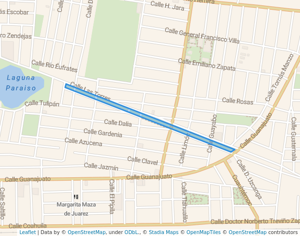 walking in Parque Lineal Las Torres 1 map in Ciudad Río Bravo