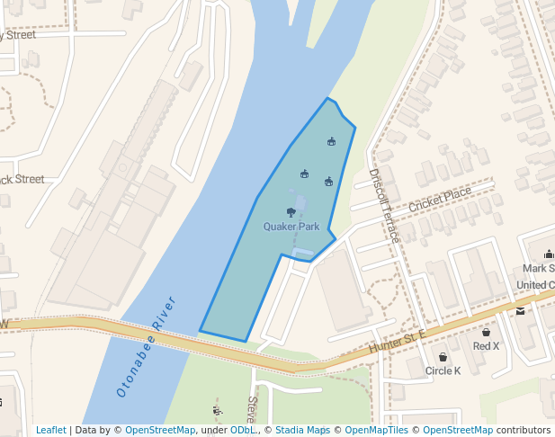 walking in Quaker Park map in Peterborough