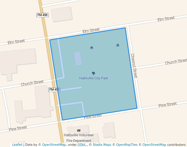 walking in Hallsville City Park map in Hallsville