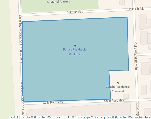 walking in Parque Residencial Chetumal map in Chetumal