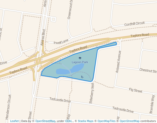 walking in Lagoon Park map in Aintree