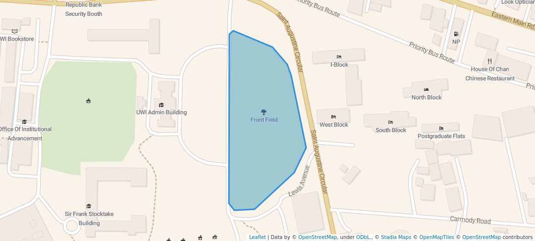 walking in Front Field map in Tunapuna