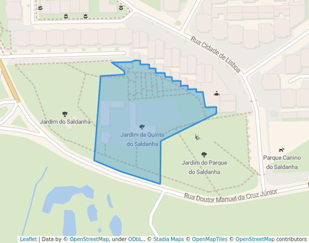 walking in Jardim da Quinta do Saldanha map in Montijo