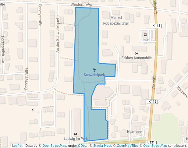 walking in Schwefelpark map in Wolfsburg