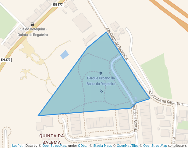 walking in Parque Urbano da Baixa da Regateira map in Charneca de Caparica