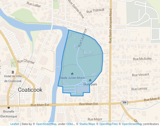 walking in Parc Laurence map in Coaticook