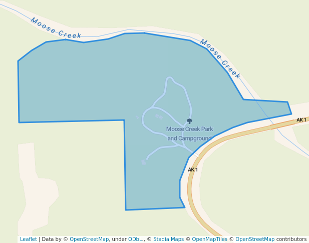 walking in Moose Creek Park and Campground map in Palmer