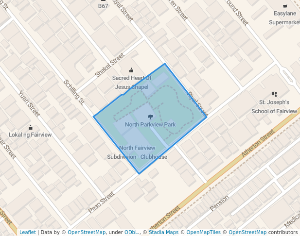 walking in North Parkview Park map in Quezon City