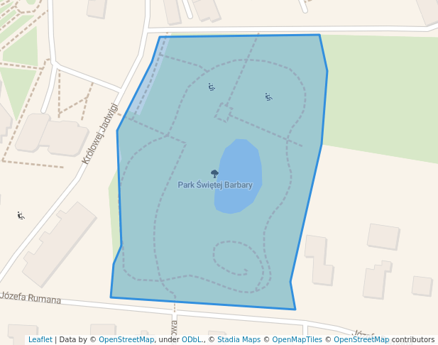 walking in Park Świętej Barbary map in Czechowice-Dziedzice