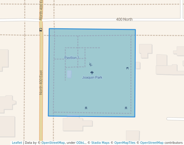 walking in Joaquin Park map in Provo