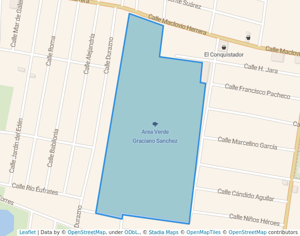 walking in Area Verde Graciano Sanchez map in Ciudad Río Bravo