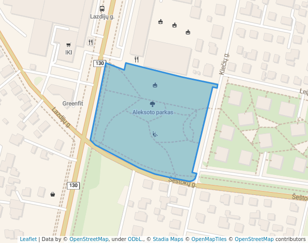 walking in Aleksoto parkas map in Kaunas