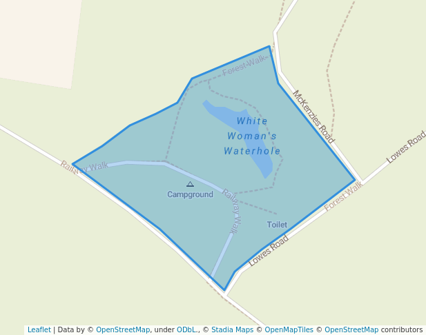 walking in White Woman's Waterhole map in Won Wron