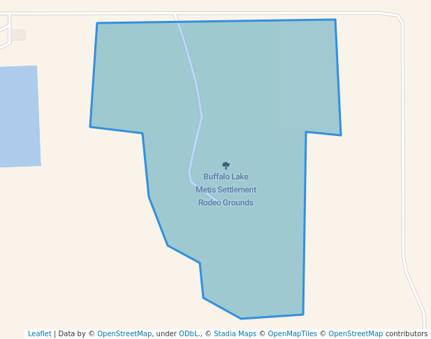 walking in Buffalo Lake Metis Settlement Rodeo Grounds map in Caslan