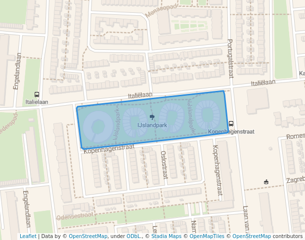 walking in IJslandpark map in Haarlem