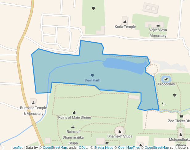 walking in Deer Park map in Varanasi