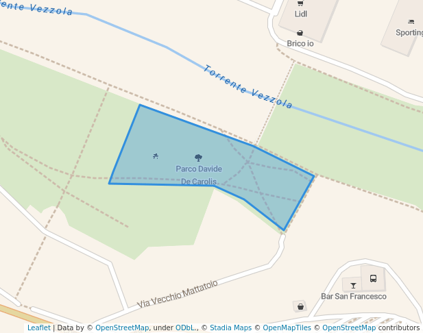 walking in Parco Davide De Carolis map in Teramo