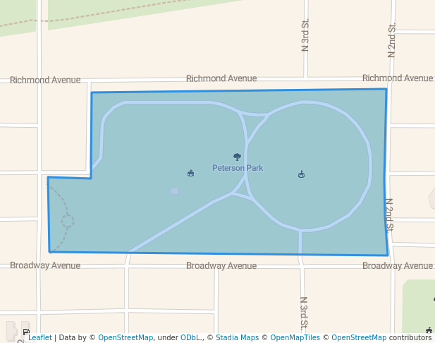 walking in Peterson Park map in Mattoon