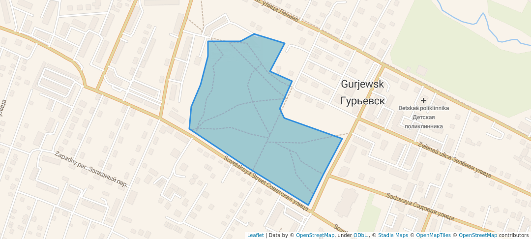 walking in Парк сенситивного развития map in Guryevsk