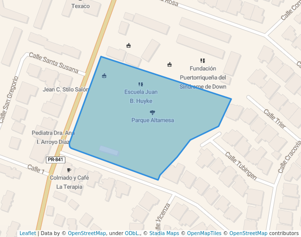 walking in Parque Altamesa map in San Juan